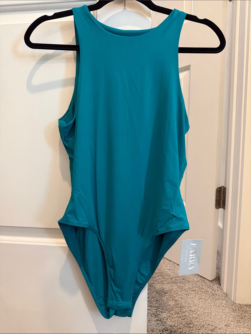 NWT Teal High-Neck One-Piece Bodysuit Sz-L